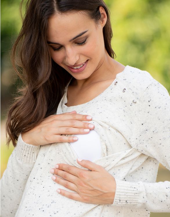 Cream Knit Maternity & Nursing Dress