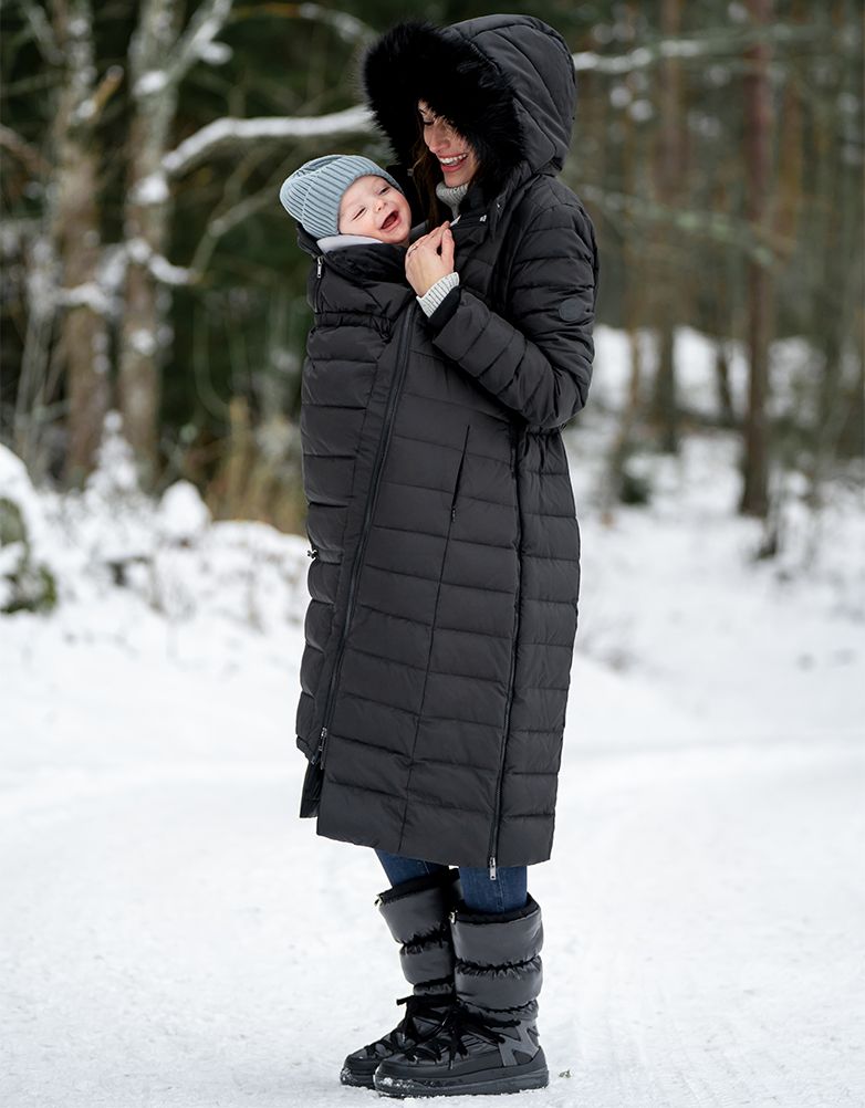 Black Extra Long 3 In 1 Down Maternity Coat