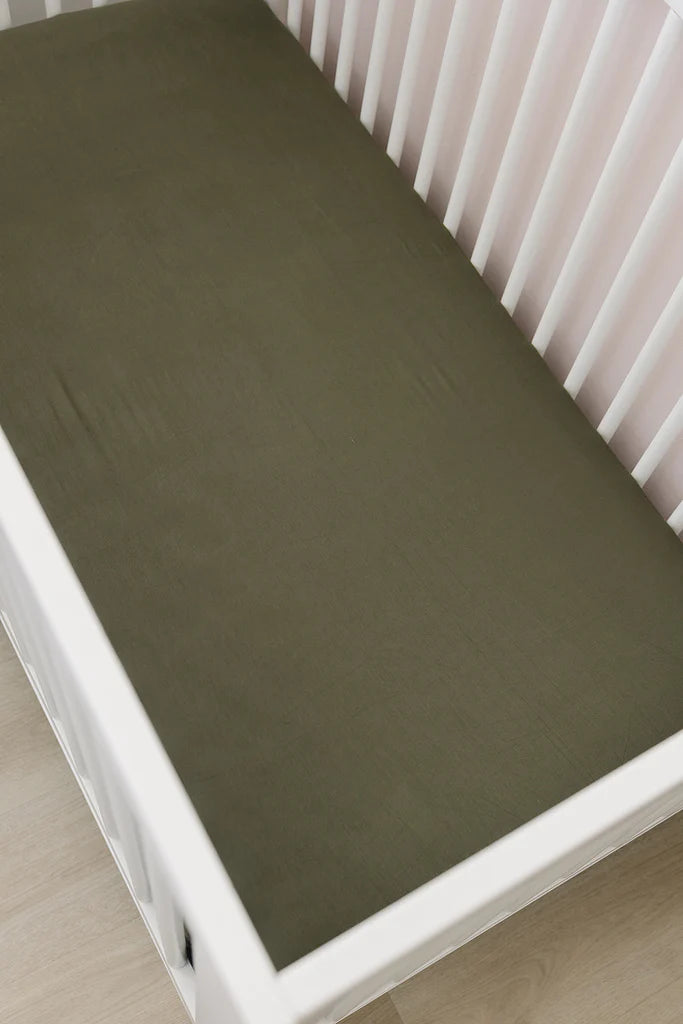 Olive Stretchy Crib Sheet