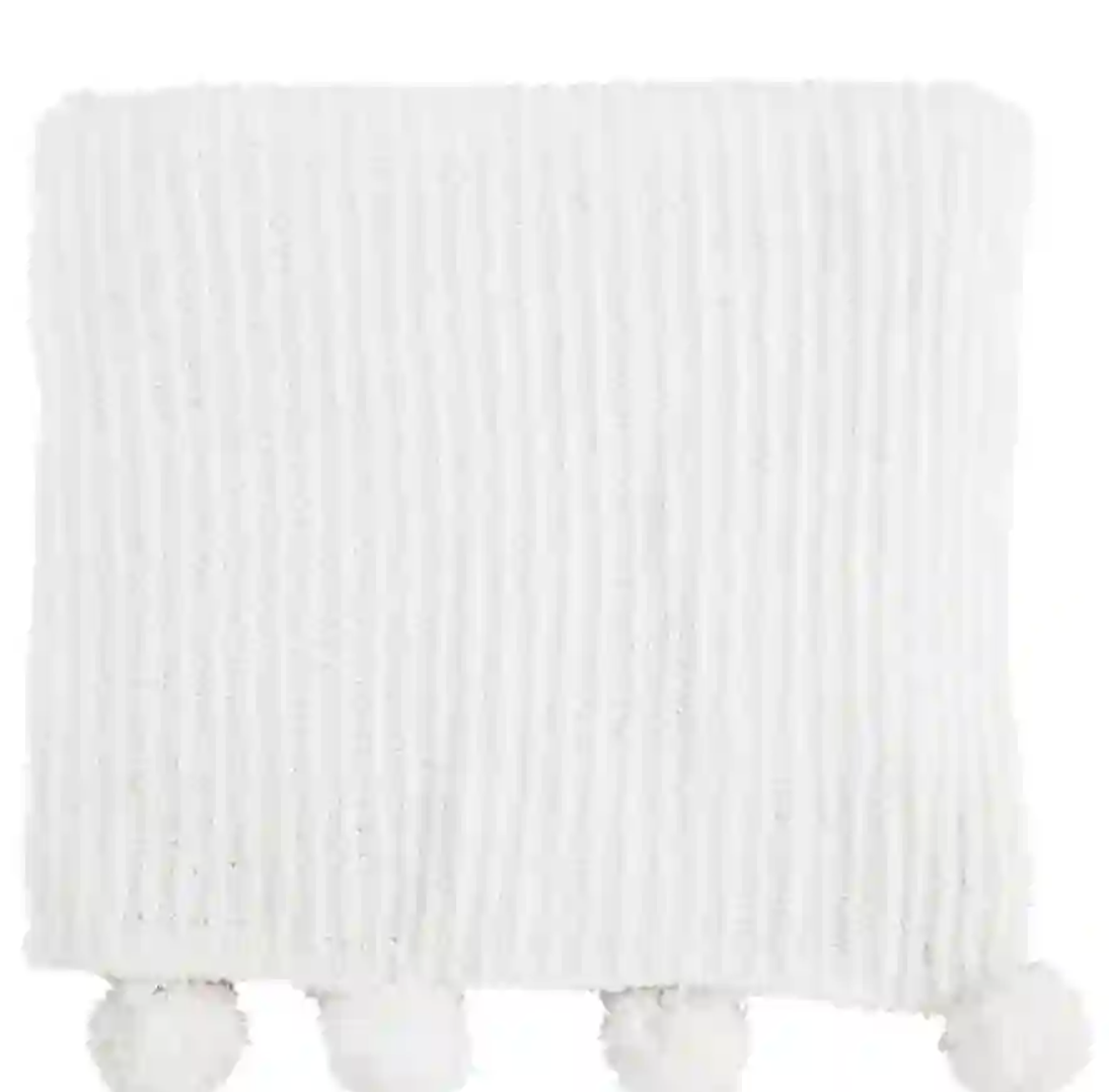 Chenille Pom Pom Throw Blanket