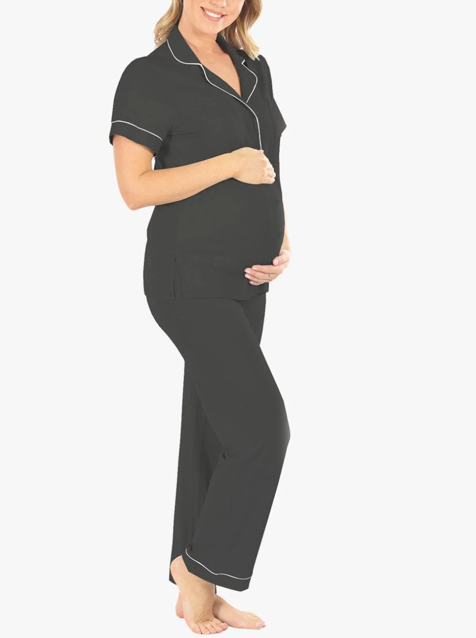 Black Short Sleeve Pajama Set