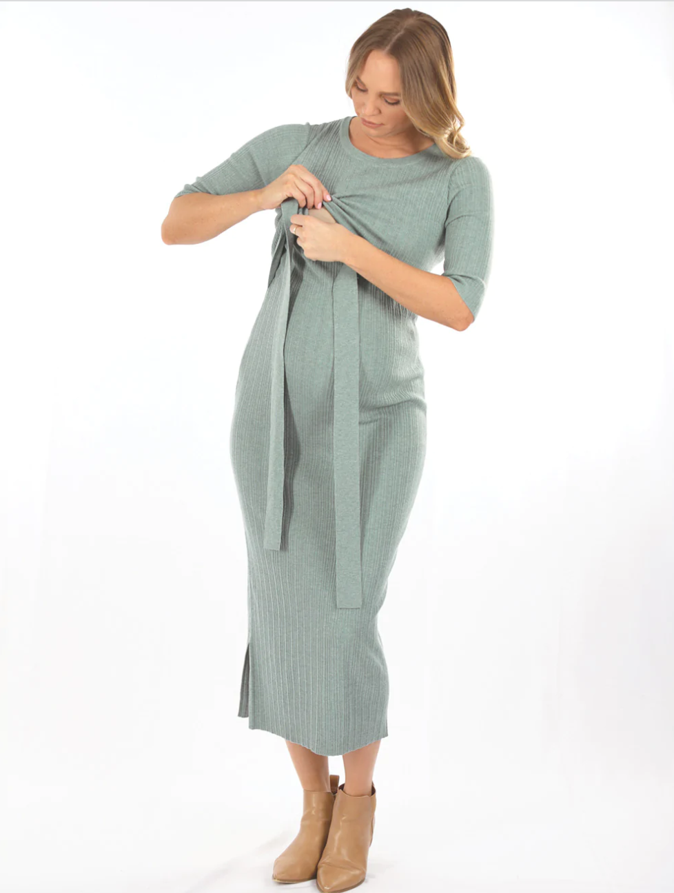Sage Knit Bodycon Dress