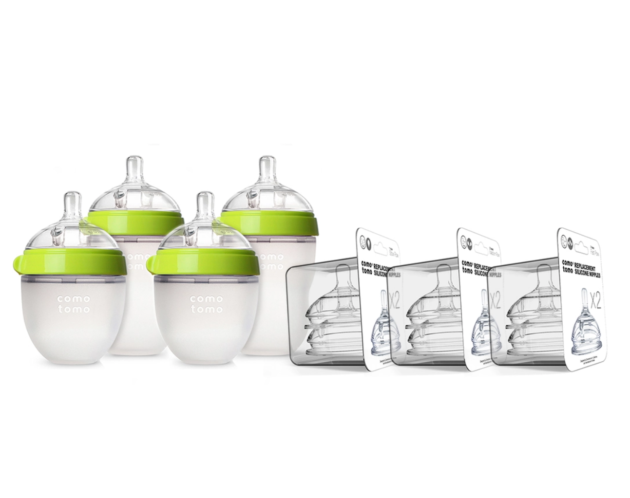 Comotomo Baby Bottle Bundle - Green