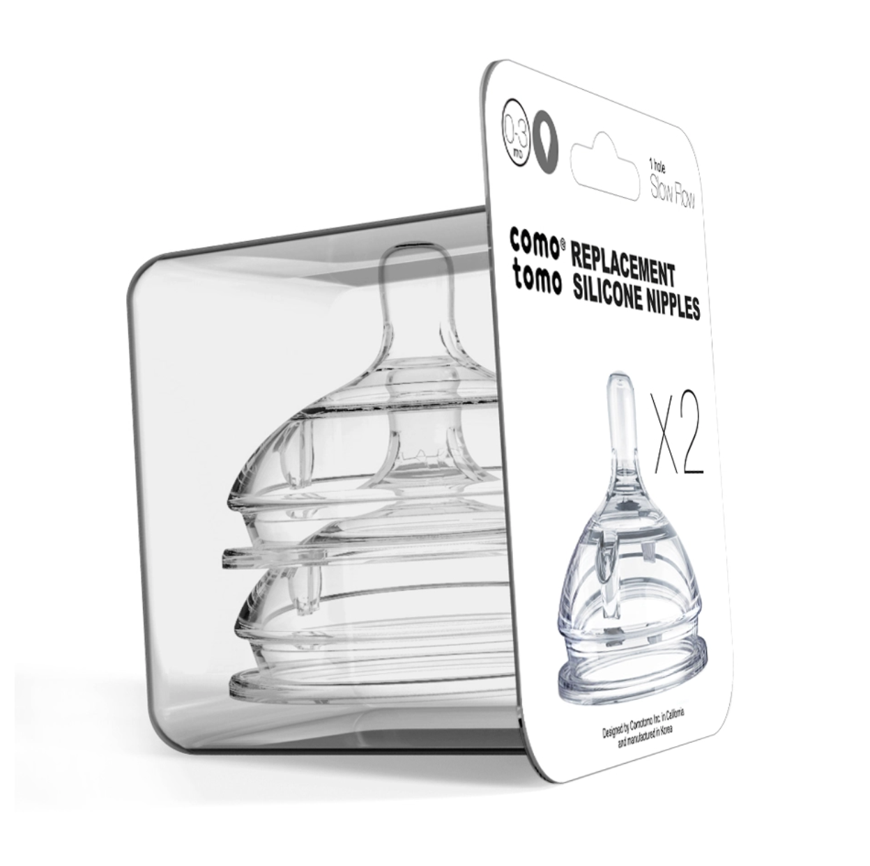 Comotomo Baby Bottle Silicone Replacement Nipples - 2 Pack
