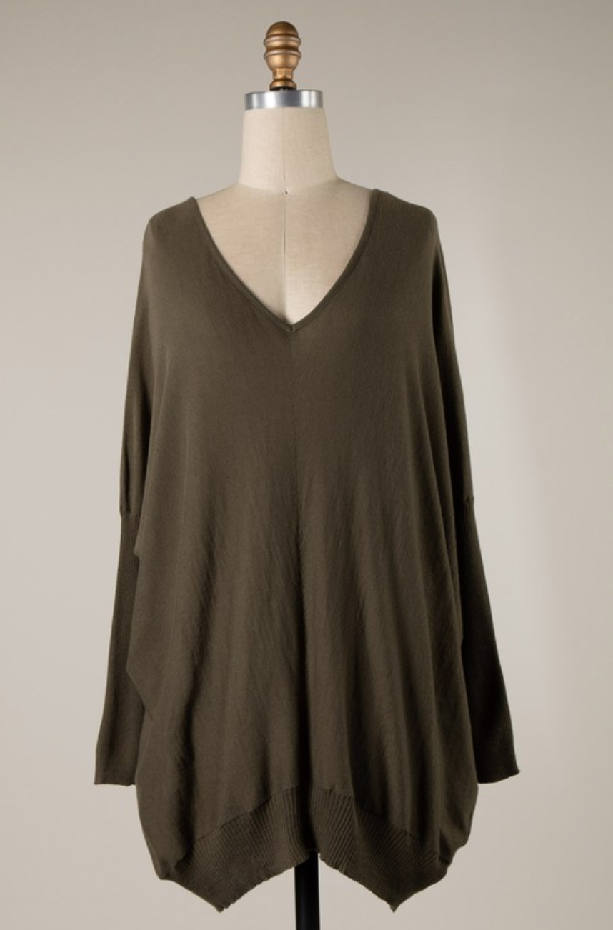 Olive Dropped Shoulder Tunic