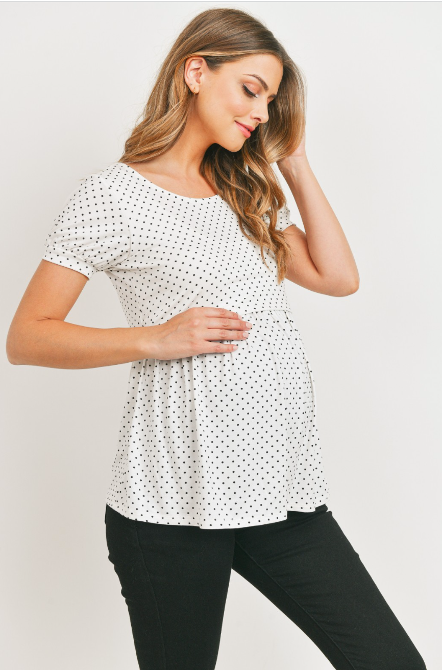 Ivory Polka Dot Maternity Top