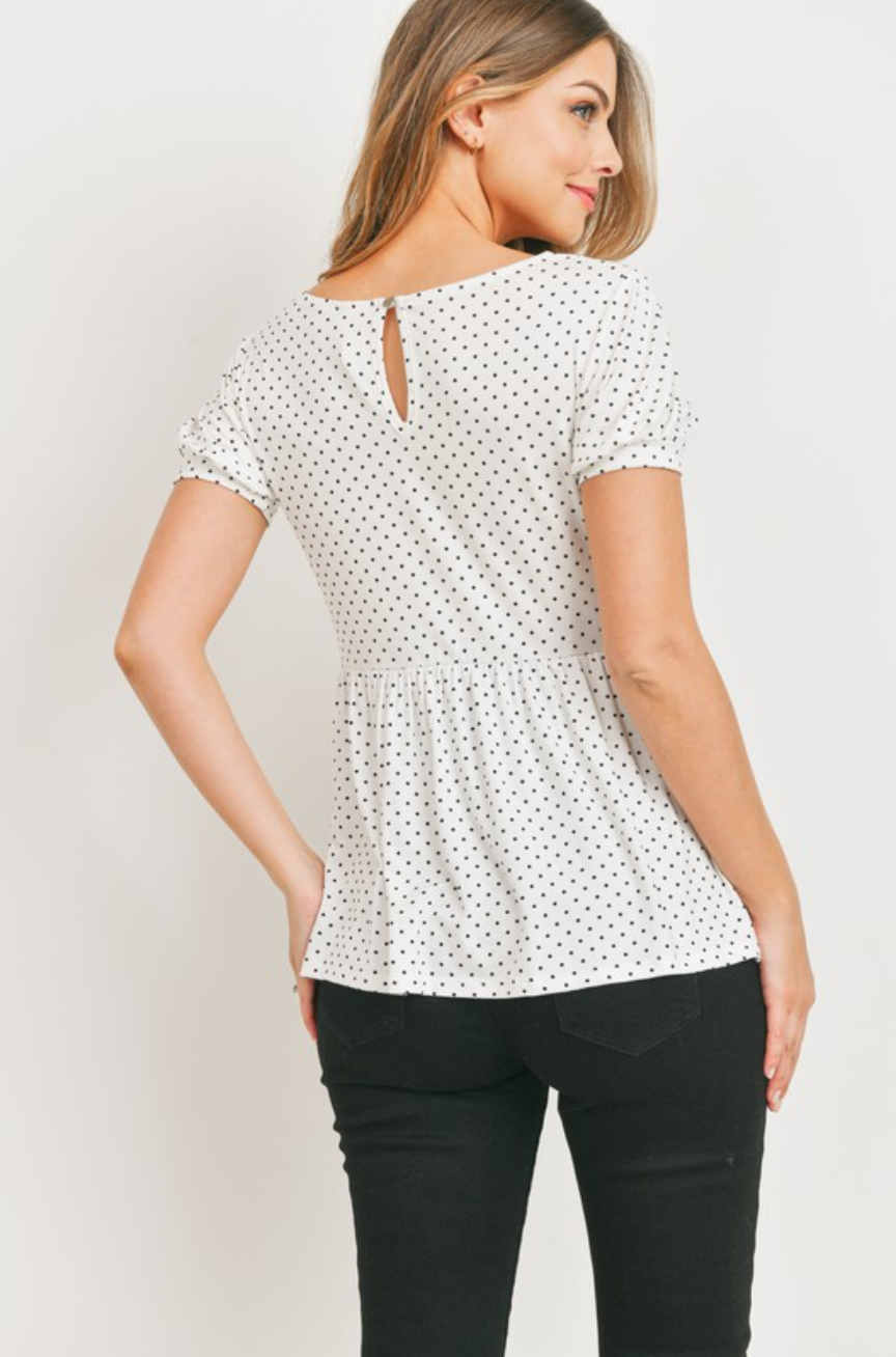 Ivory Polka Dot Maternity Top