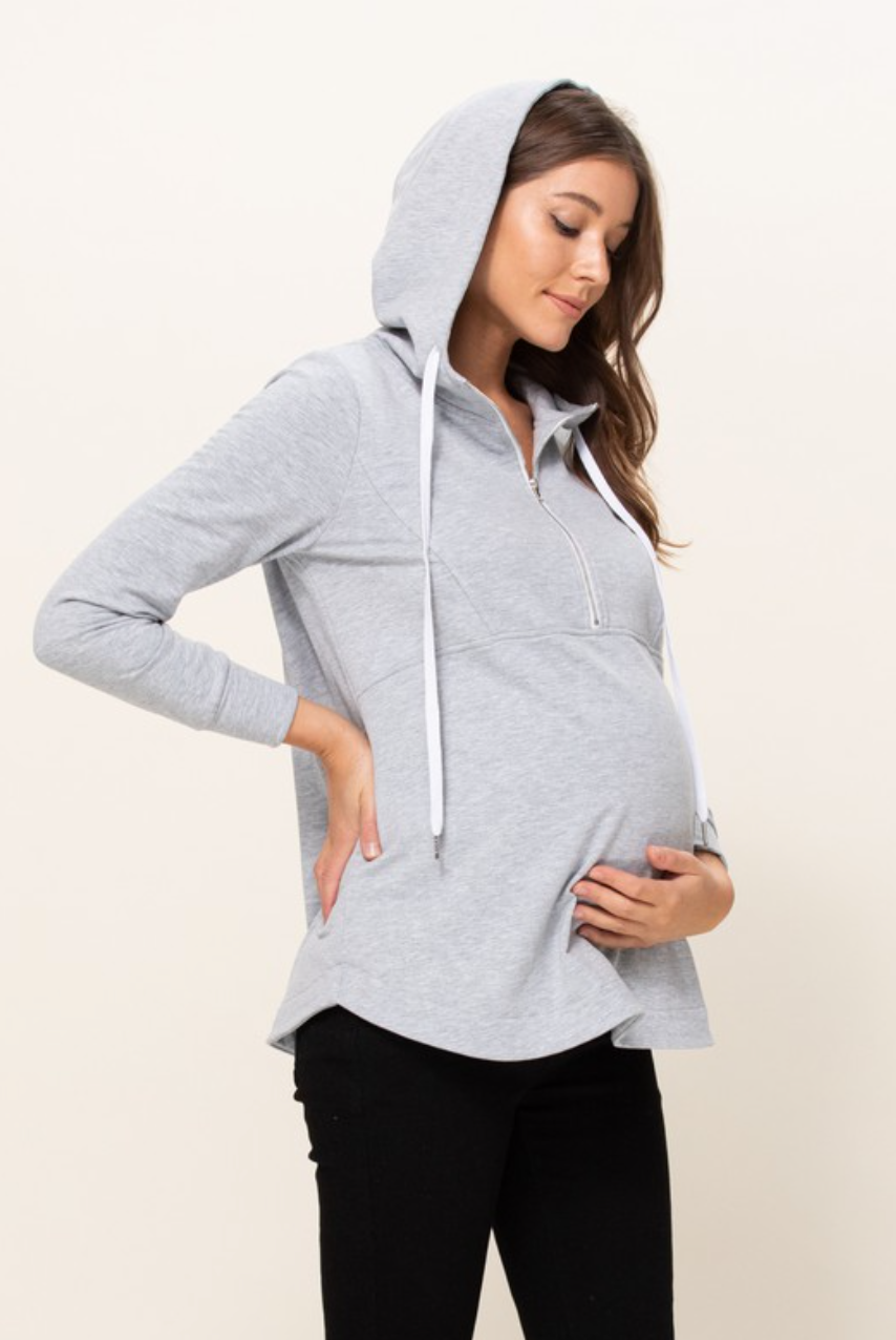 Heather Grey Maternity Nursing Hoodie
