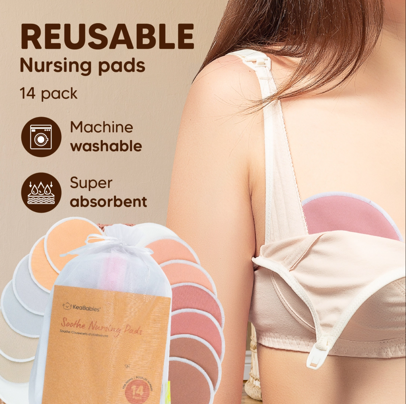 KeaBabies SOOTHE Organic Nursing Pads