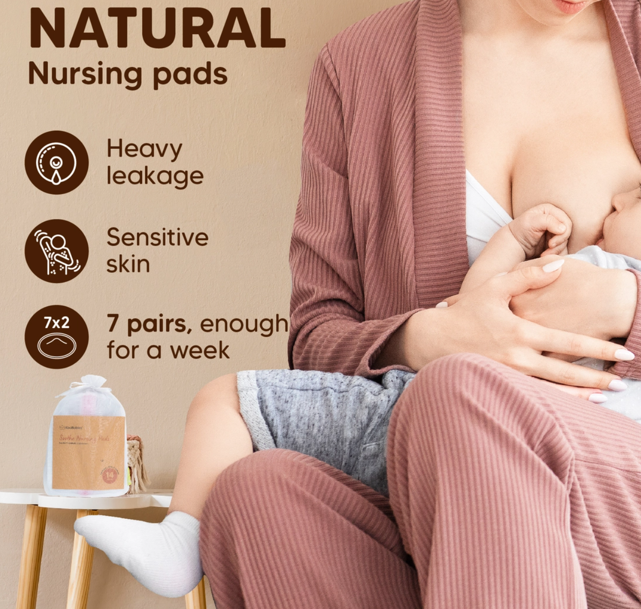 KeaBabies SOOTHE Organic Nursing Pads