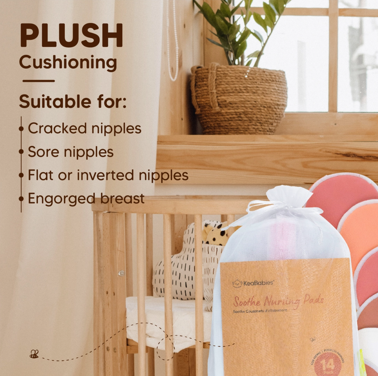 KeaBabies SOOTHE Organic Nursing Pads