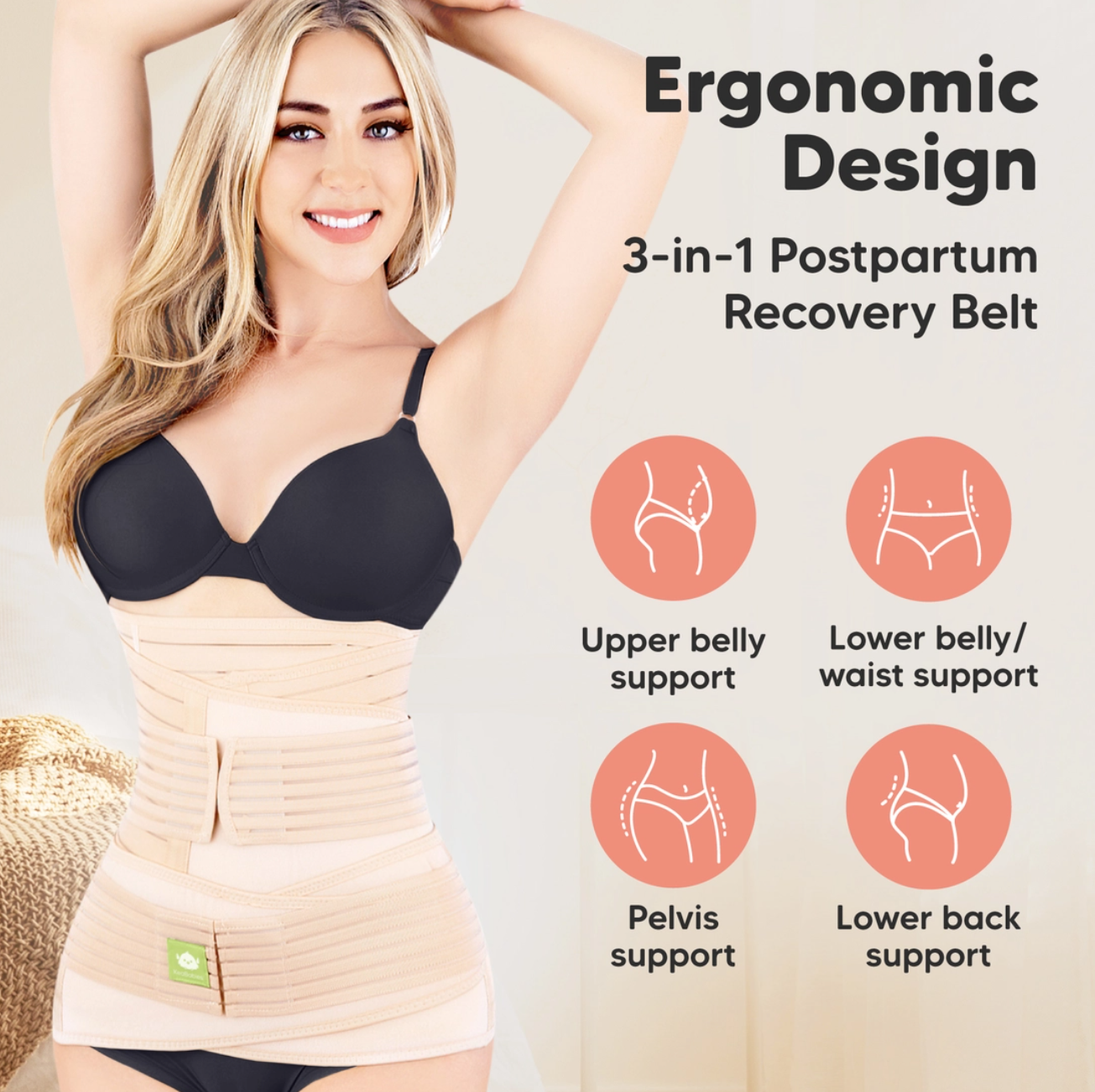 KeaBabies Revive 3-In-1 Postpartum Belt