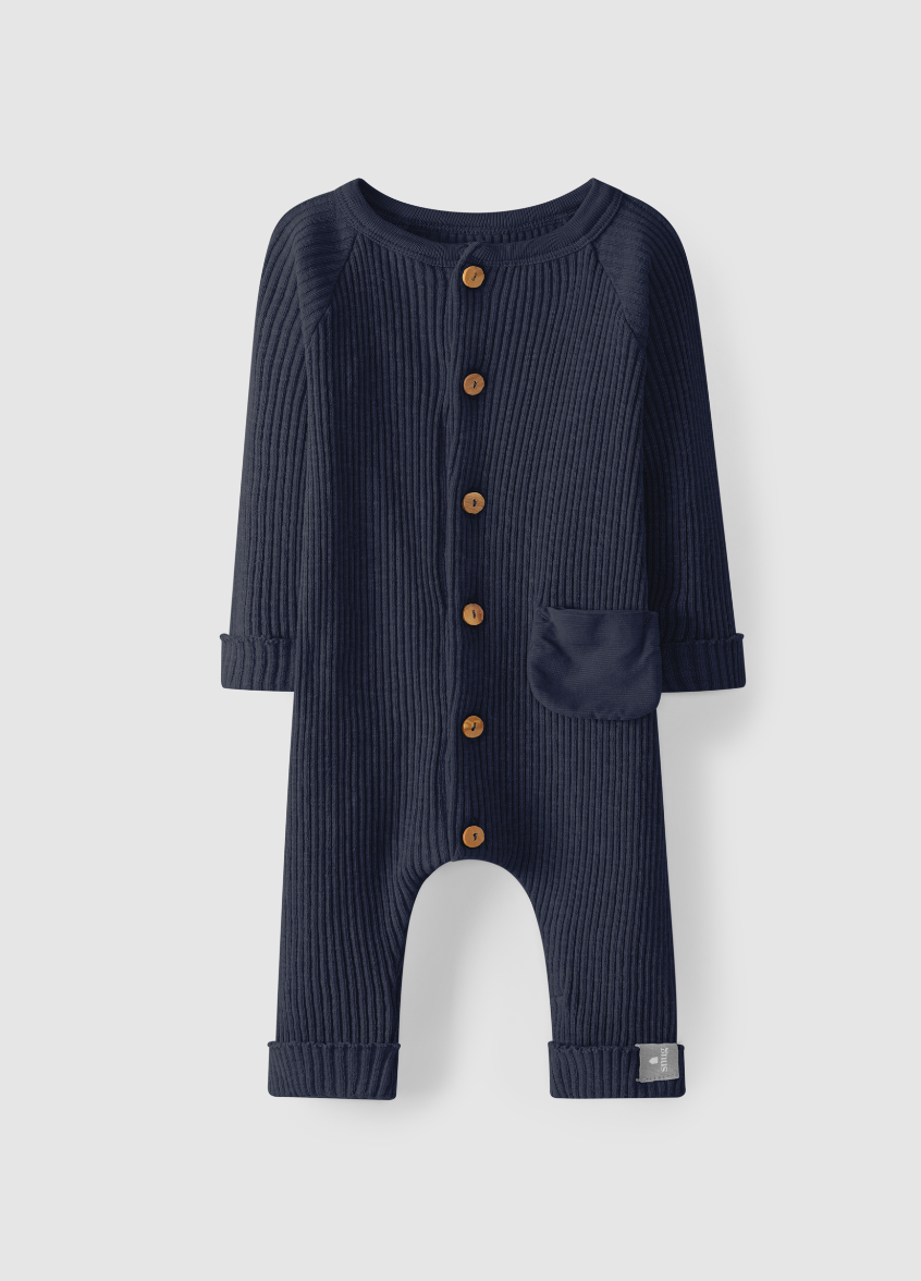 Navy Ribbed Coverall