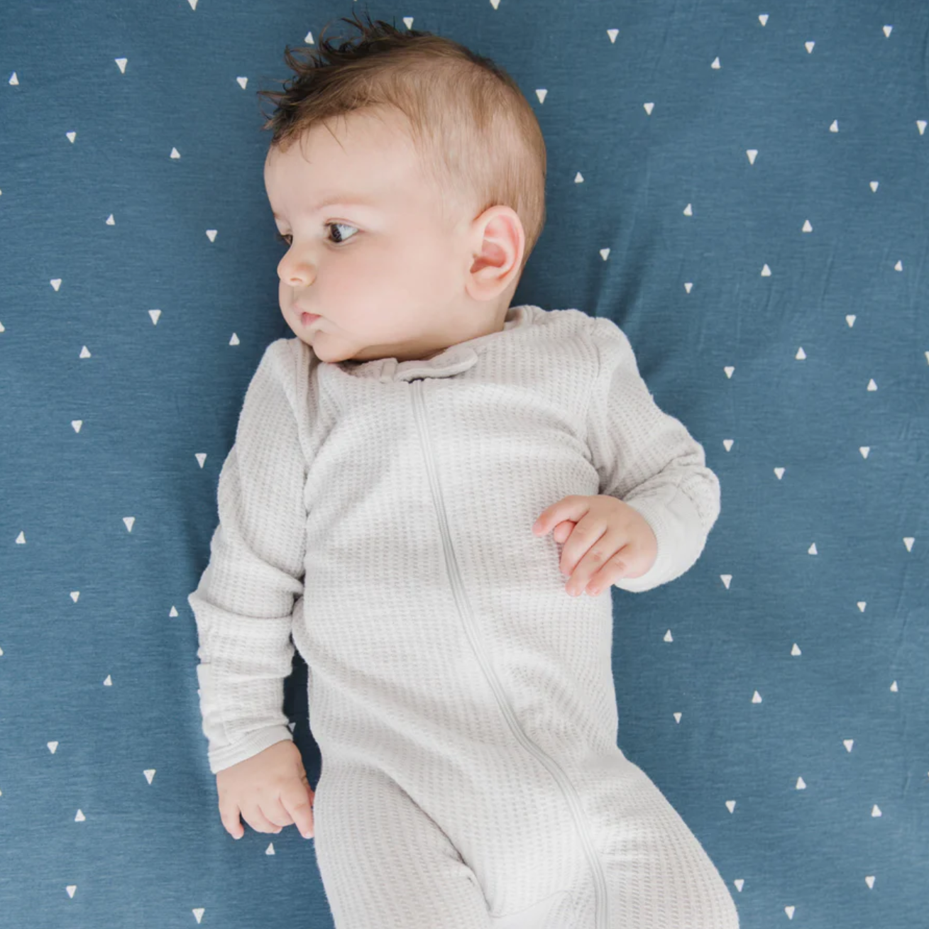 Denim Triangle Stretchy Crib Sheet
