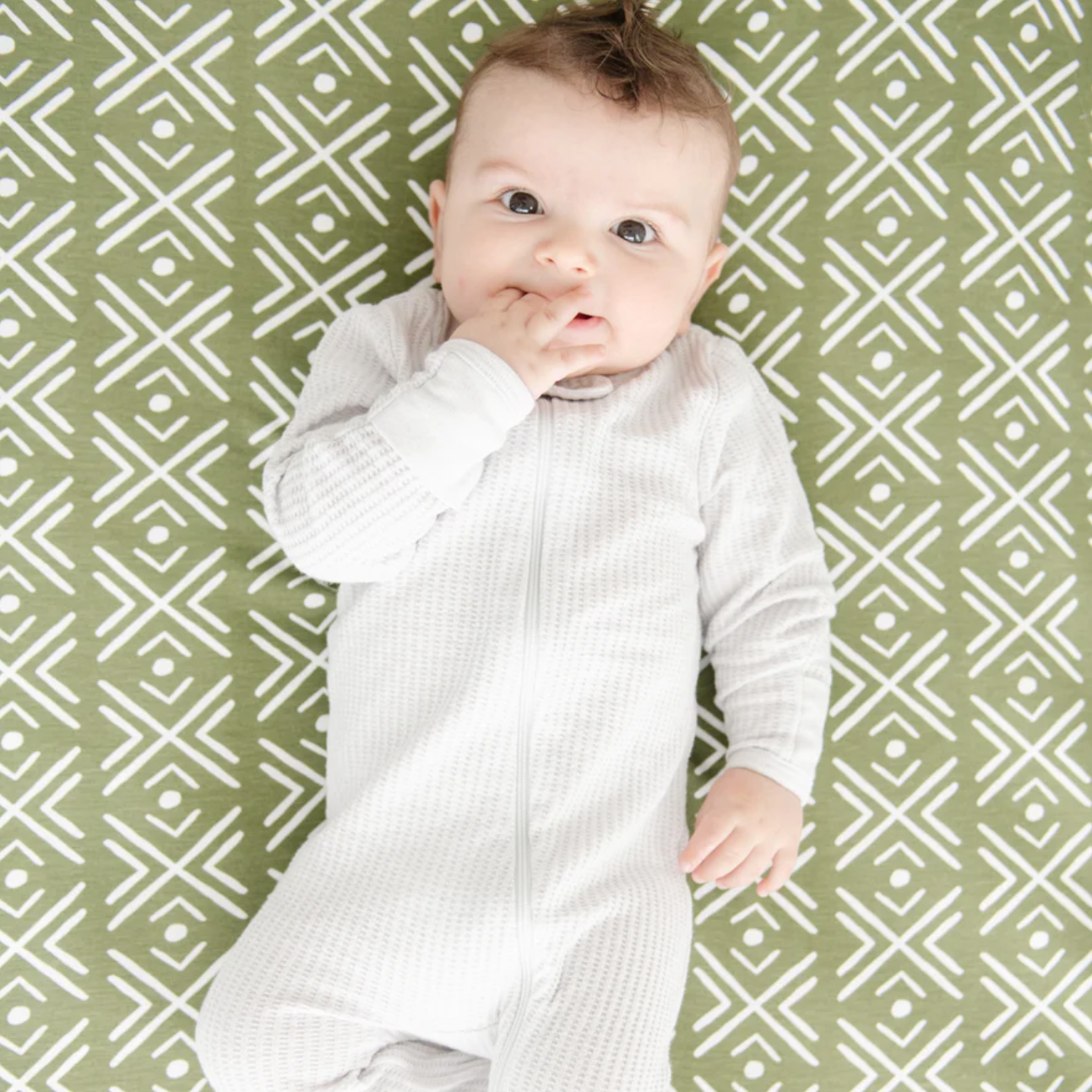 Olive Mudcloth Stretchy Crib Sheet