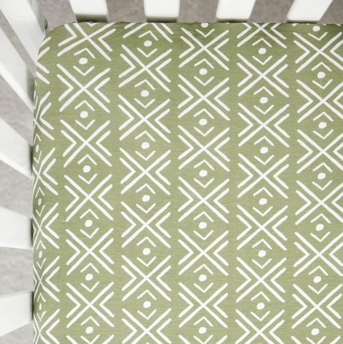 Olive Mudcloth Stretchy Crib Sheet