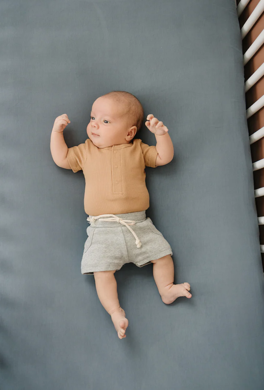 Dusty Blue Stretchy Crib Sheet