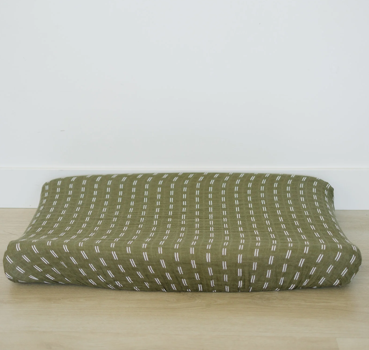 Olive Strokes Muslin Changing Pad Cover