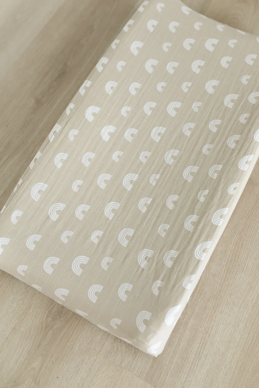 Sand Rainbow Muslin Changing Pad Cover