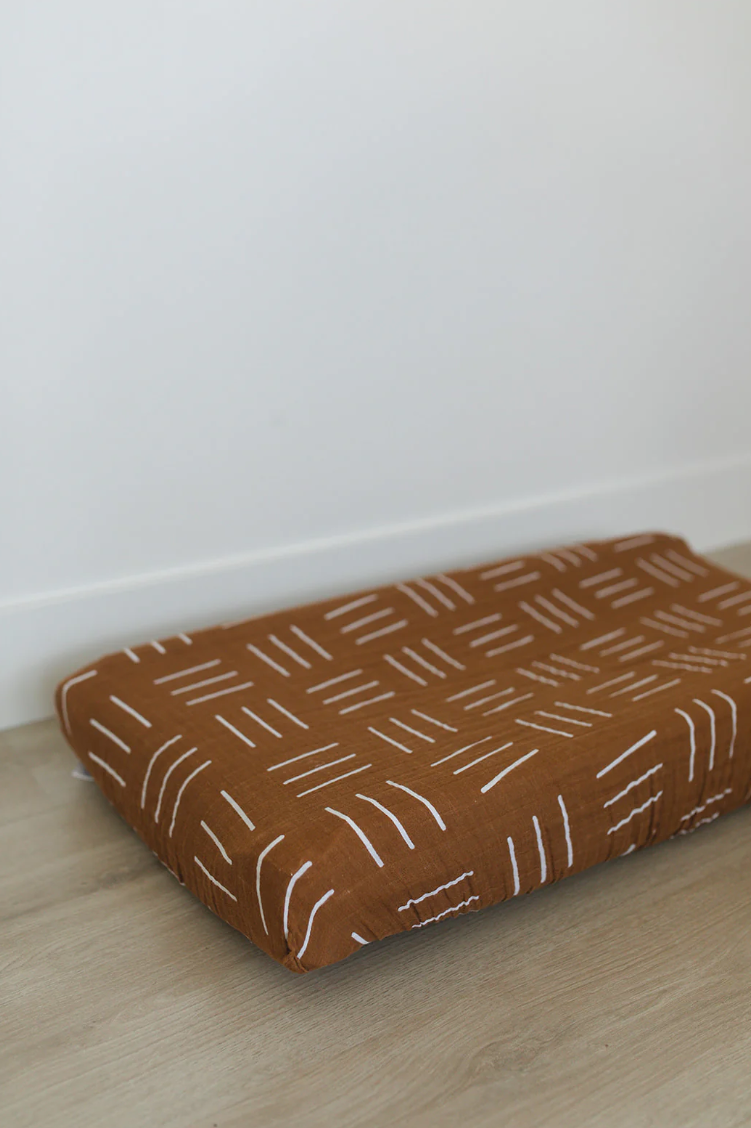Mustard Mudcloth Muslin Changing Pad Cover