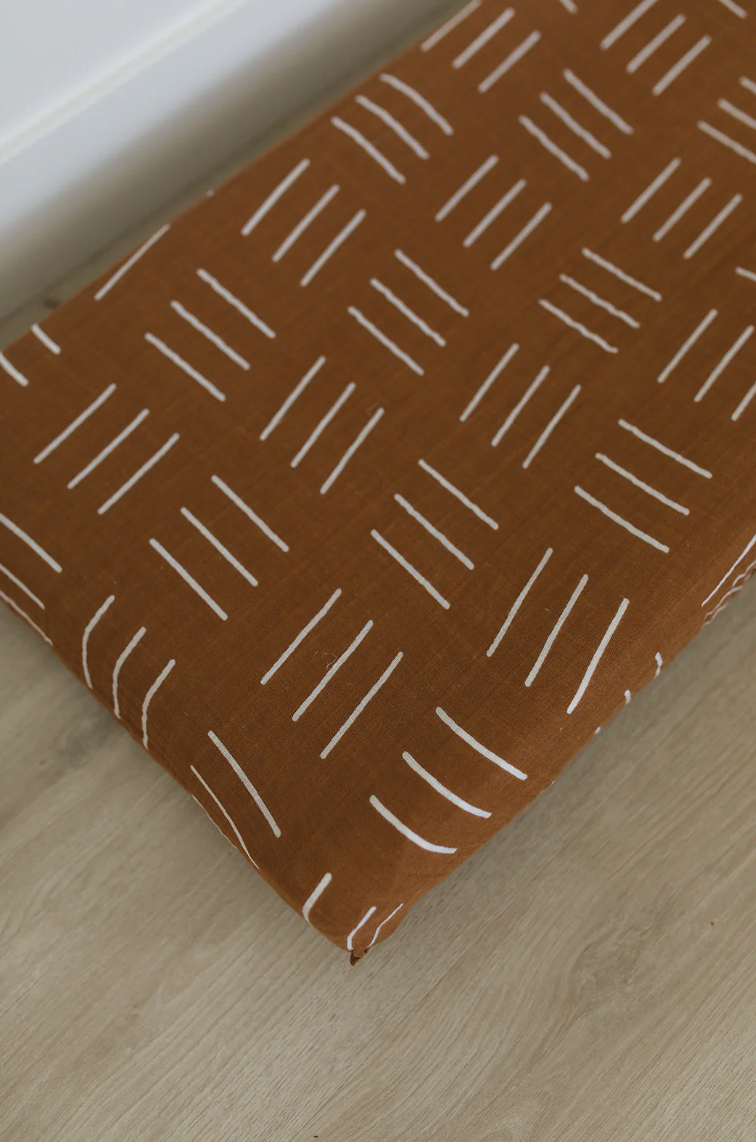 Mustard Mudcloth Muslin Changing Pad Cover
