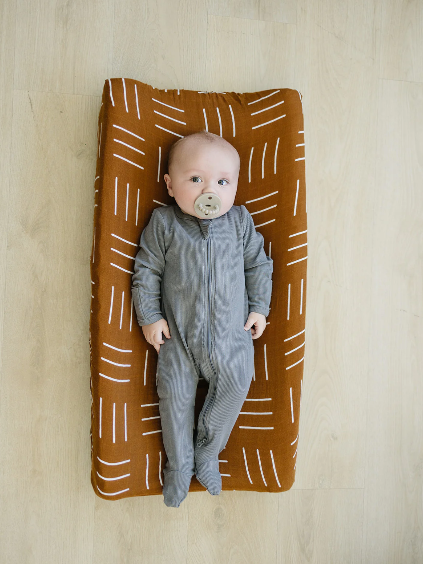 Mustard Mudcloth Muslin Changing Pad Cover