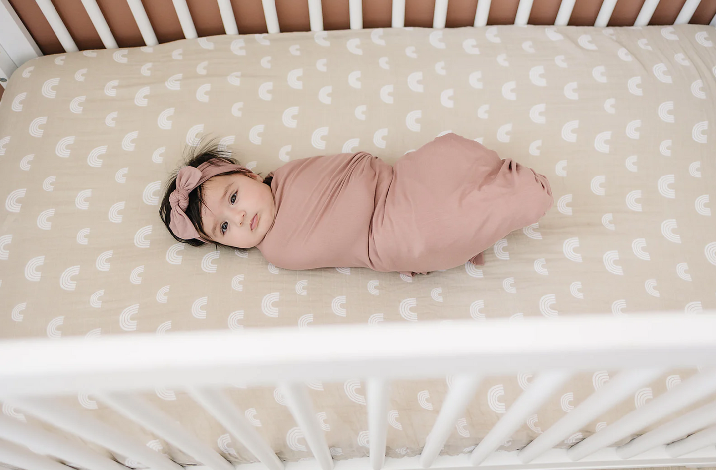 Sand Rainbow Muslin Crib Sheet