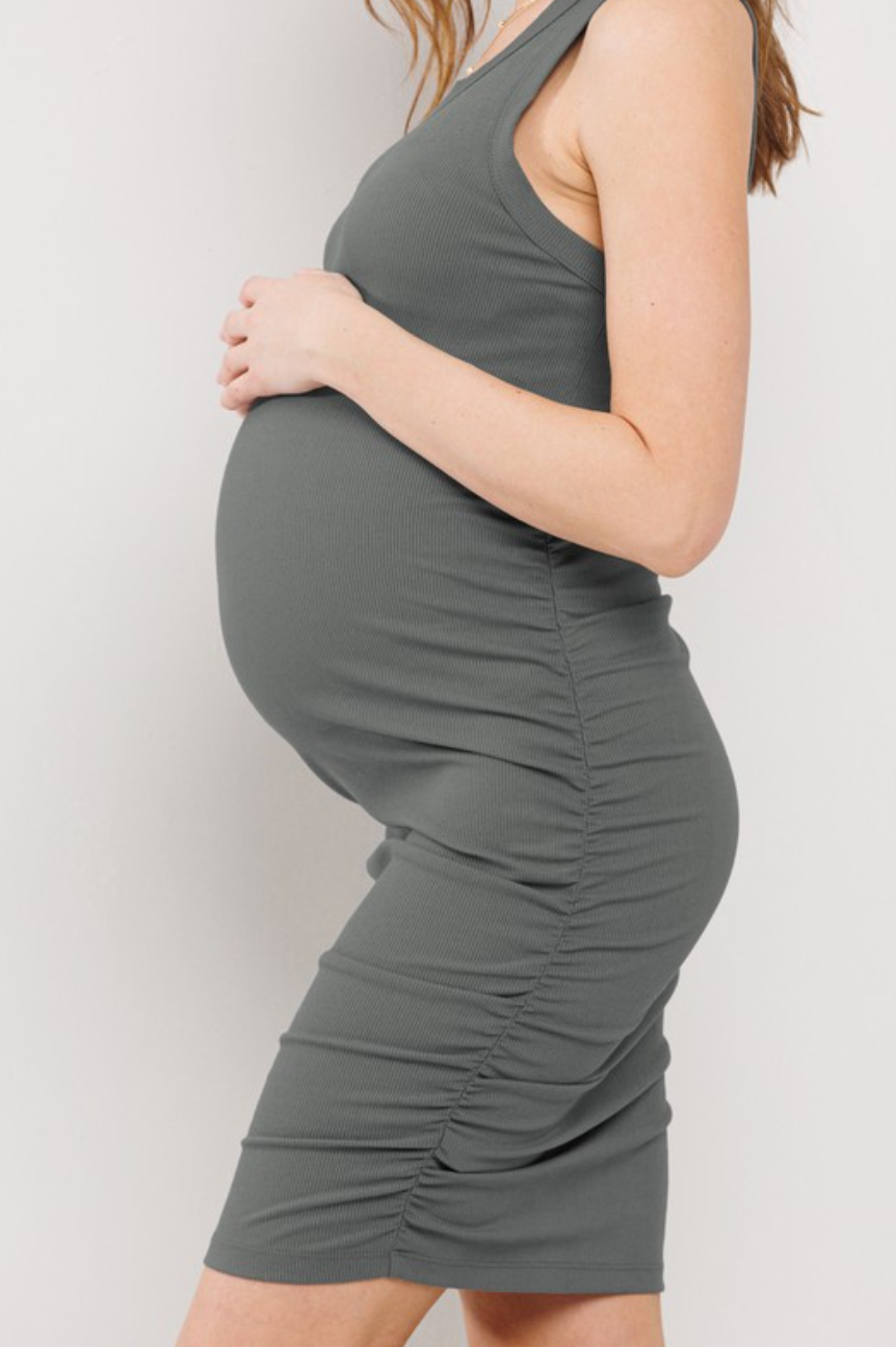 Olive Tank Ribbed Dress