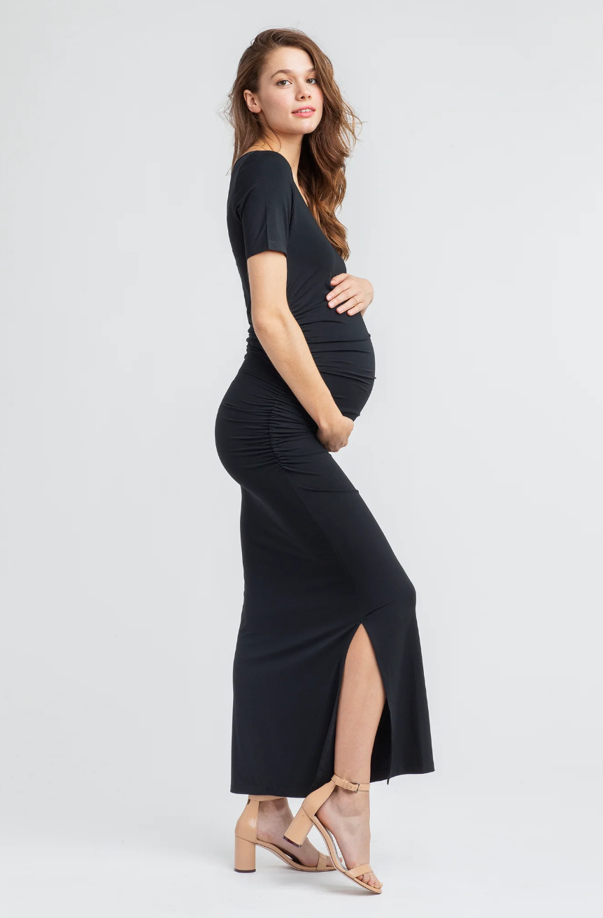 Black Hugo Maxi Maternity Tee Shirt Dress