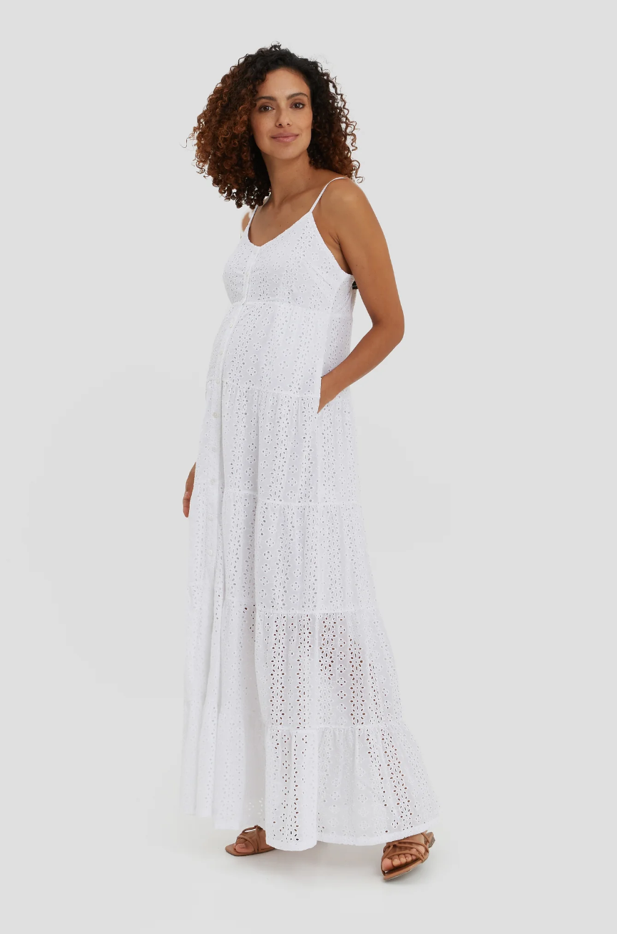 Lisboa White Eyelet Maxi Dress