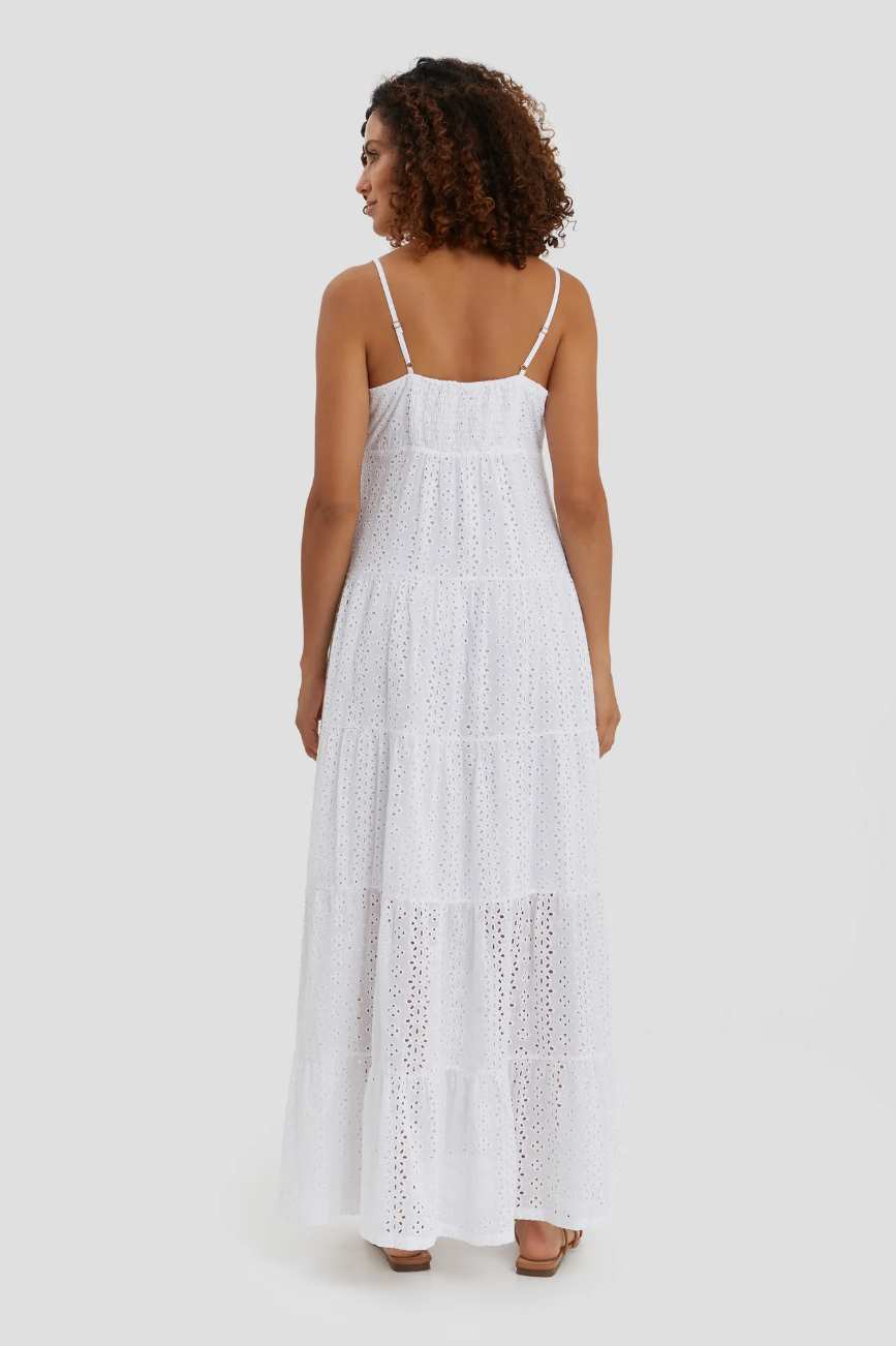Lisboa White Eyelet Maxi Dress