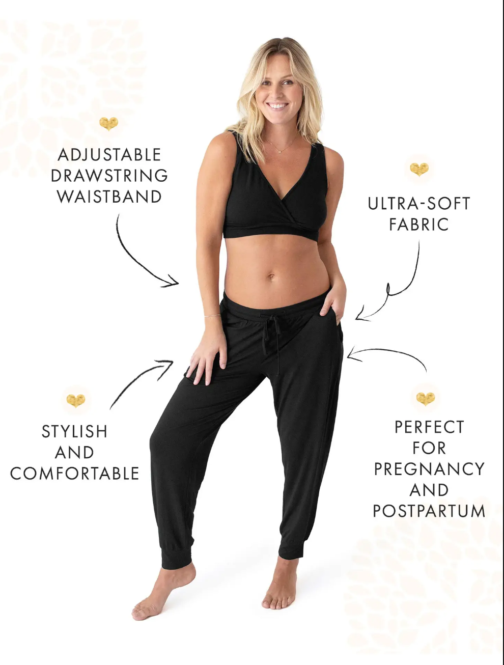 Black Everyday Maternity & Postpartum Lounge Joggers