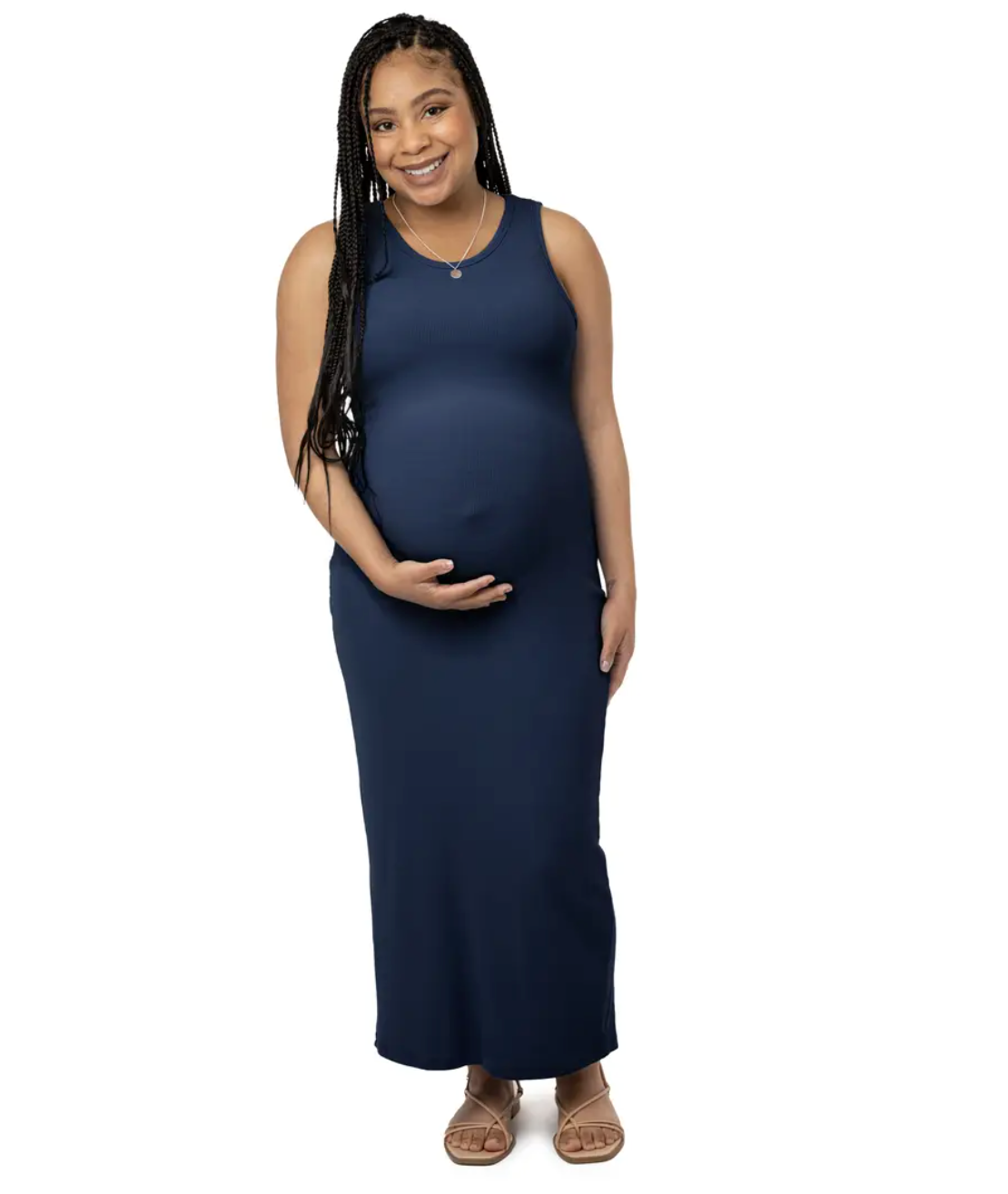 Gwen Navy Ribbed Bamboo Maternity Midi Dress Mickey Roo Maternity & Nursery Gwen Navy Ribbed Bamboo Maternity Midi Dress Mickey Roo Maternity & Nursery