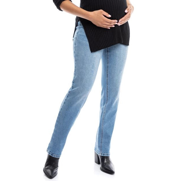 Maternity 32" to 30" Cuffed Straight Denim W/ Bellyband In Hayes