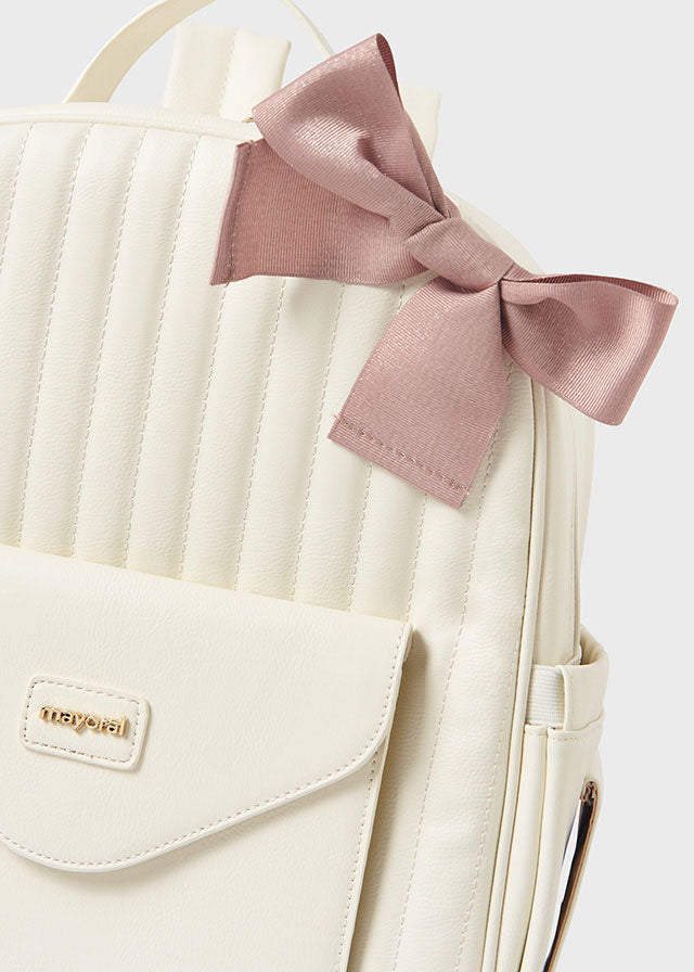 Cream Ribbed Backpack Diaper Bag