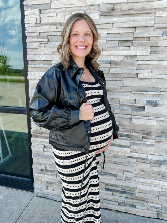 Faux Leather Boxy Jacket