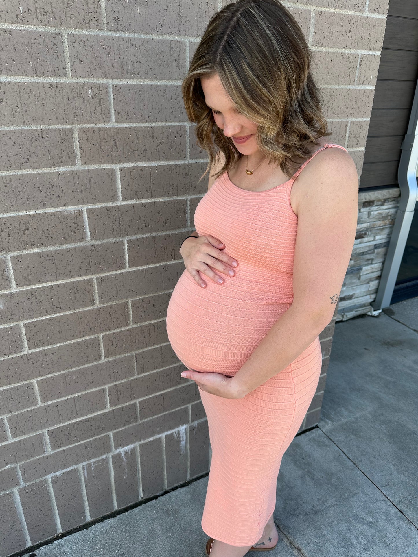 Peach Ribbed Dress