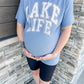 Vintage Blue Lake Life Oversized Graphic Tee