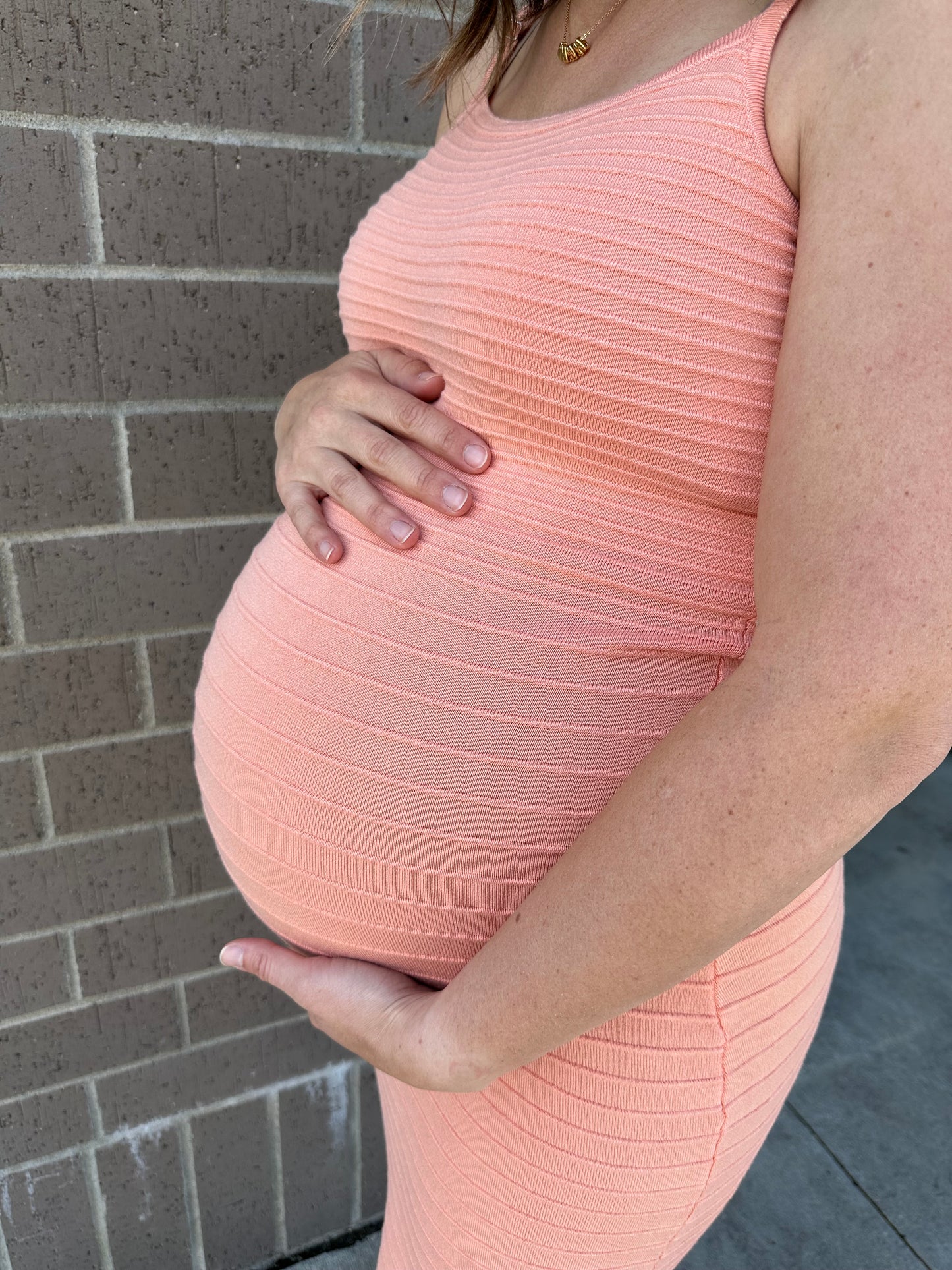 Peach Ribbed Dress