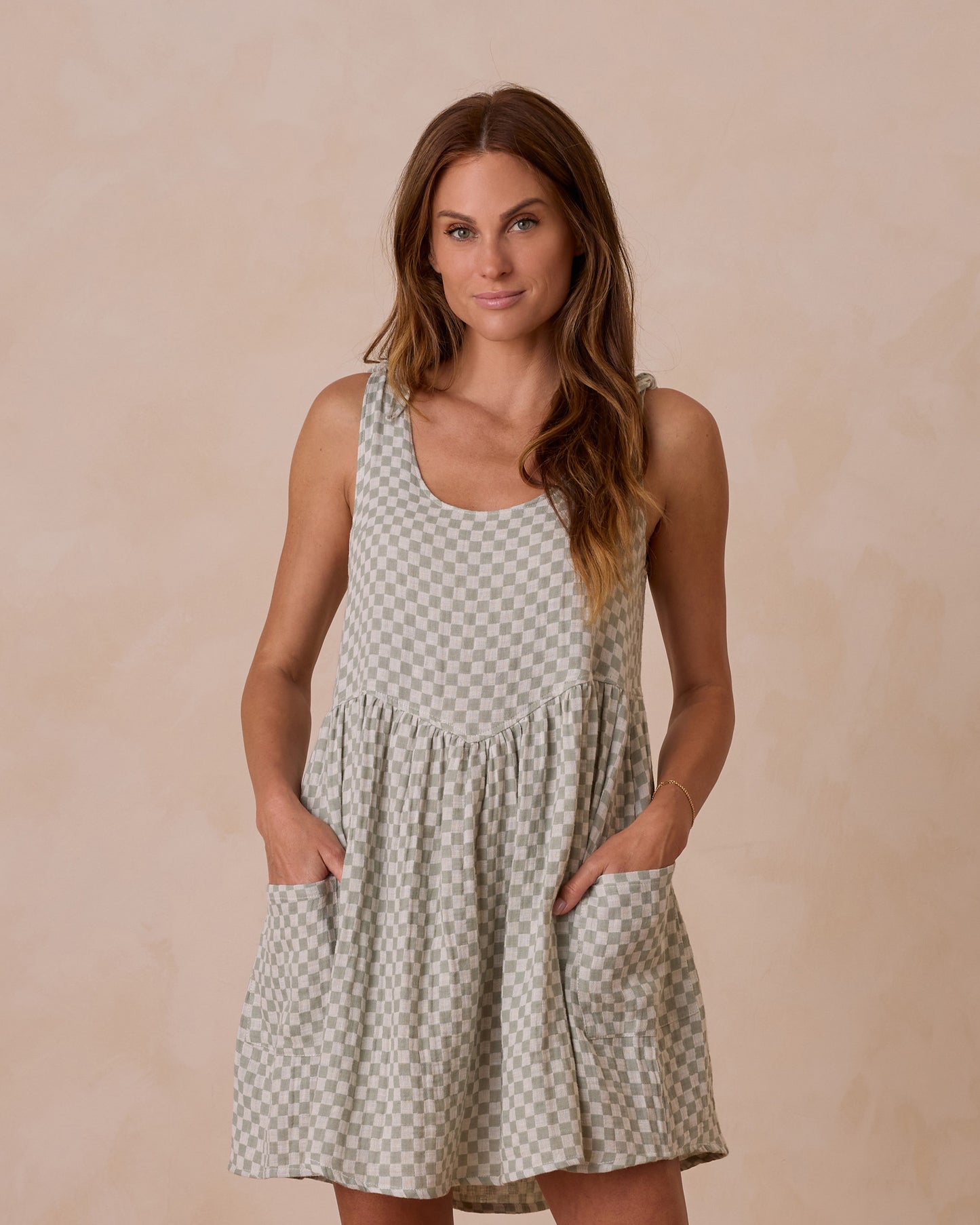 Sage Check Summer Dress