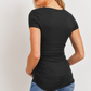 Black Round Neck Side Ruched Maternity Tee