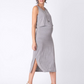 Grey Stripe Midi Maternity & Nursing Midi Dress