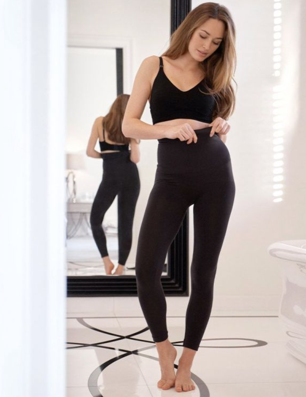 MAMARELLA Naadloze postpartum shaping leggings met hoge tailleband zwart, zachte compressie ondersteunt de rug, naadloos en figuurvormend, hoog draagcomfort na de geboorte MAMARELLA Naadloze postpartum shaping leggings met hoge tailleband zwart, zachte compressie ondersteunt de rug, naadloos en figuurvormend, hoog draagcomfort na de geboorte