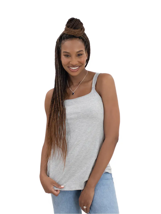 Signature Heather Grey Cotton Maternity & Nursing Tank