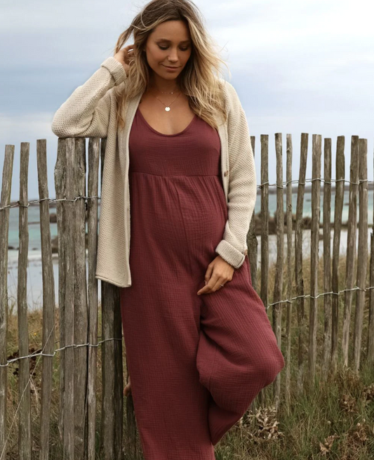 Dusty Plum Canyon Maternity & Nursing Jumpsuit