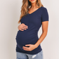 Navy V-Neck Ruched Maternity Top