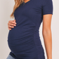 Navy V-Neck Ruched Maternity Top