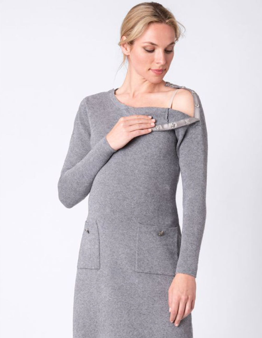 Grey Marl Pocket Sweater Dress