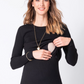 Black Rib Knit Midi Maternity & Nursing Dress