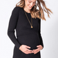 Black Rib Knit Midi Maternity & Nursing Dress